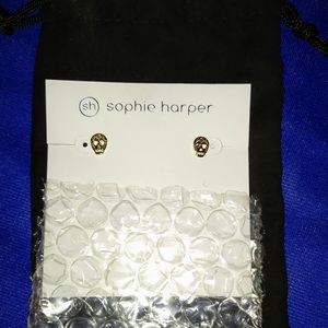 Gold Skull Stud Earrings by Sophie Harper